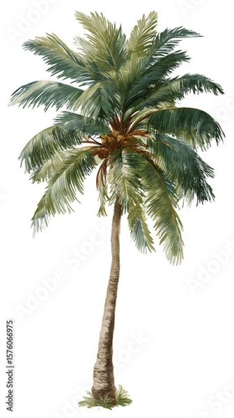 Fototapeta Tropical Palm Tree Drawing with Transparent Background