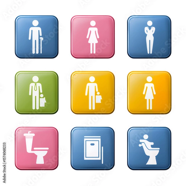 Obraz Minimalist Washroom Symbols for Toilet Doors