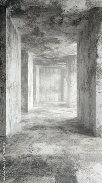 Fototapeta Concrete Hallway Perspective with Minimalist Architecture and Industrial Design