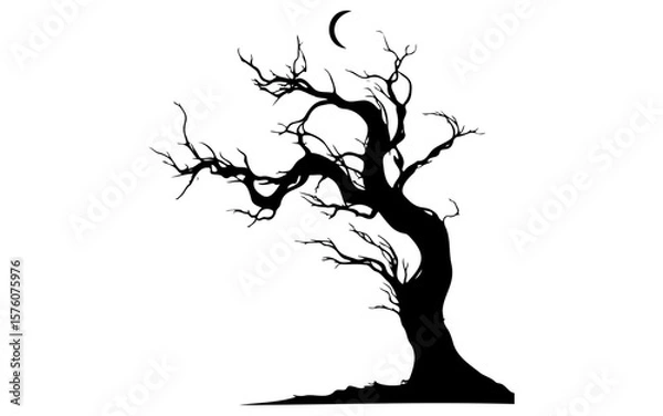 Fototapeta Halloween Elements Vector – Black and White Line Art Set