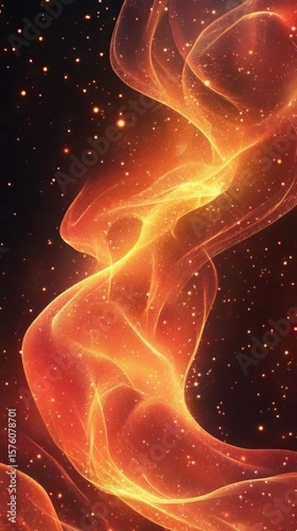 Fototapeta Abstract Fire Smoke Flowing with Glowing Particles on Dark Background