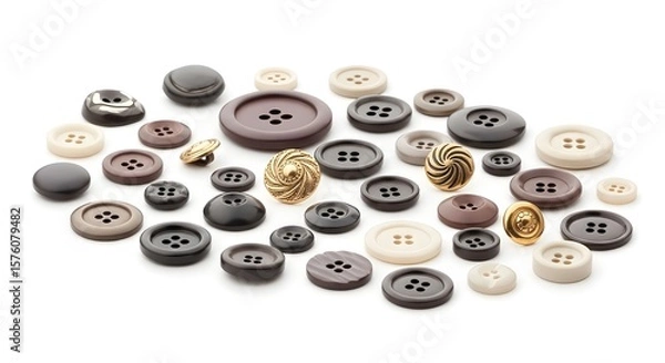 Fototapeta Assorted Buttons on White Background
