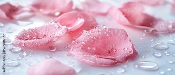Obraz Delicate rose petals with water droplets.