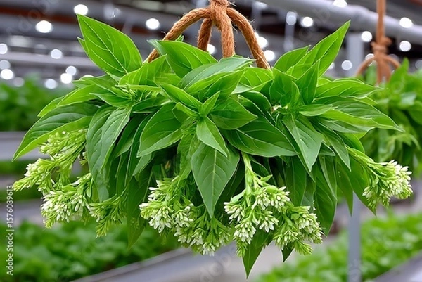 Fototapeta Herbal decoration with eco-friendly baskets and ropes high resolution picture