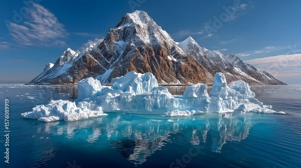 Fototapeta Ice structures reflecting cold sky high resolution wallpaper