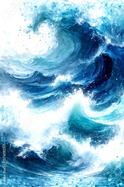 Fototapeta Sunlit Celestial Ocean Waves in Abstract Light, Dreamlike Flow of a Cosmic Sea -Generative AI
