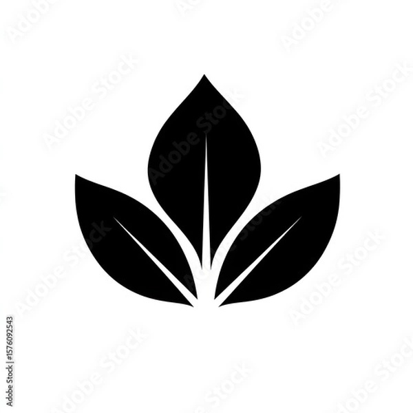 Fototapeta Three stylized leaves in a symmetrical arrangement.