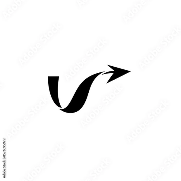 Fototapeta Abstract arrow curvy design flowing upward in black color. Ribbon-like vector illustration. Directions and information pointer concept  