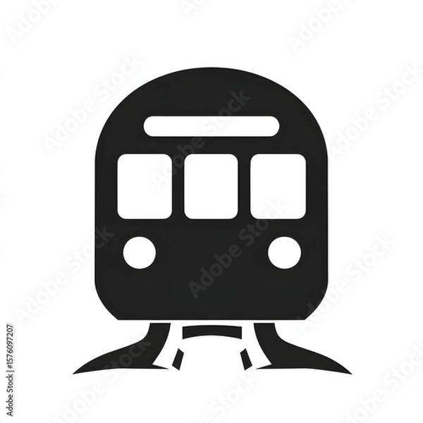 Fototapeta Simple black and white icon of a train.