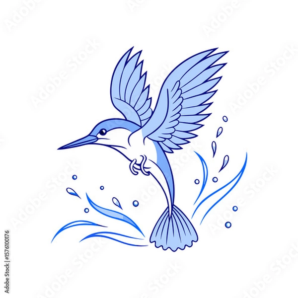 Obraz kingfisher diving into water