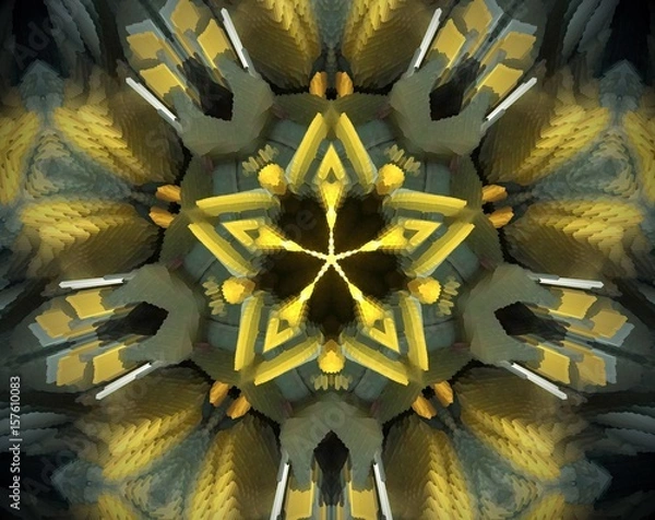 Obraz Abstract extruded mandala 3D illustration