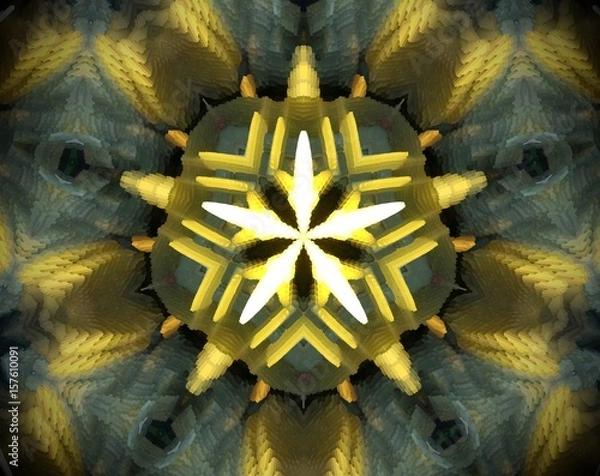 Obraz Abstract extruded mandala 3D illustration