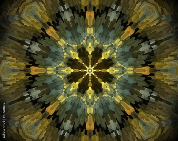 Obraz Abstract extruded mandala 3D illustration