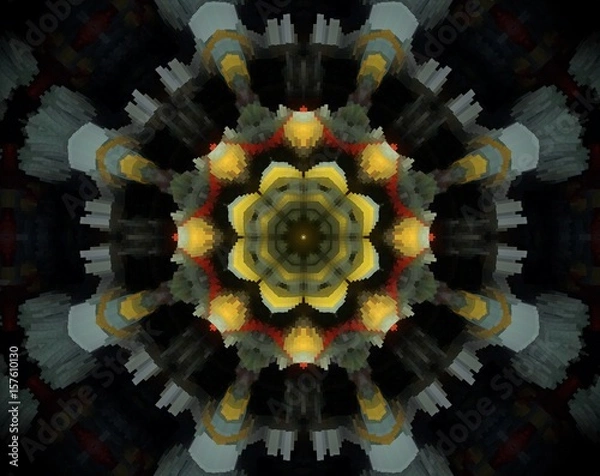 Obraz Abstract extruded mandala 3D illustration