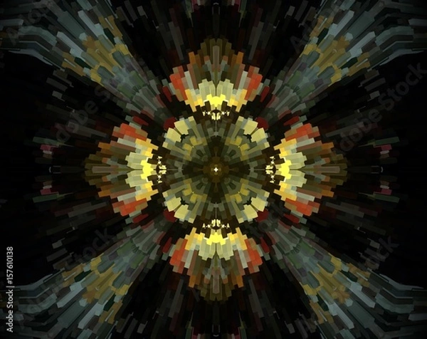 Obraz Abstract extruded mandala 3D illustration