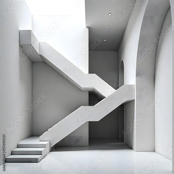 Fototapeta Modern stairway design with minimalist lines and shadows high resolution photo