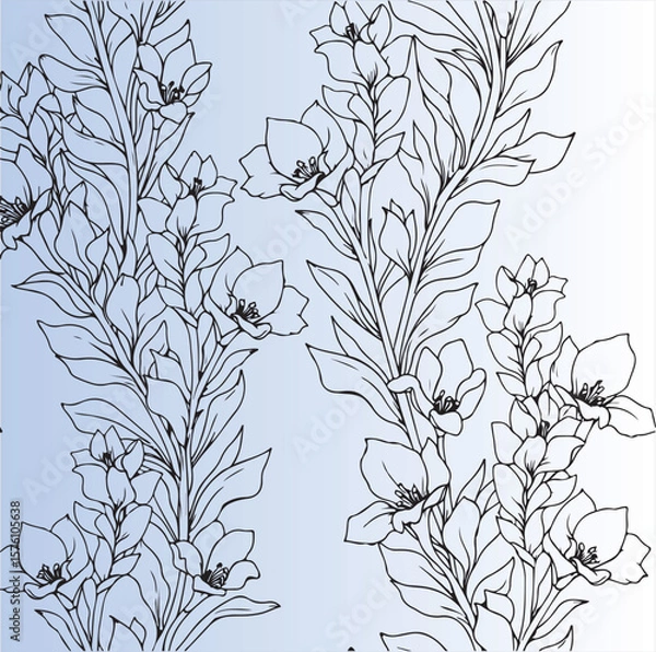 Obraz Flower outline wallpaper design, aesthetic floral sketch for trendy wall decor, modern painting style, summer cloth print, seamless pattern for fabric, home interior, and stylish background use