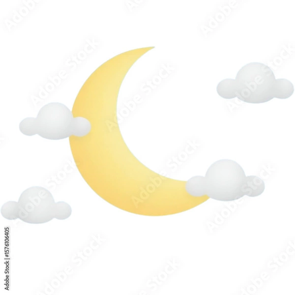 Fototapeta Moon with minimalist cloud design