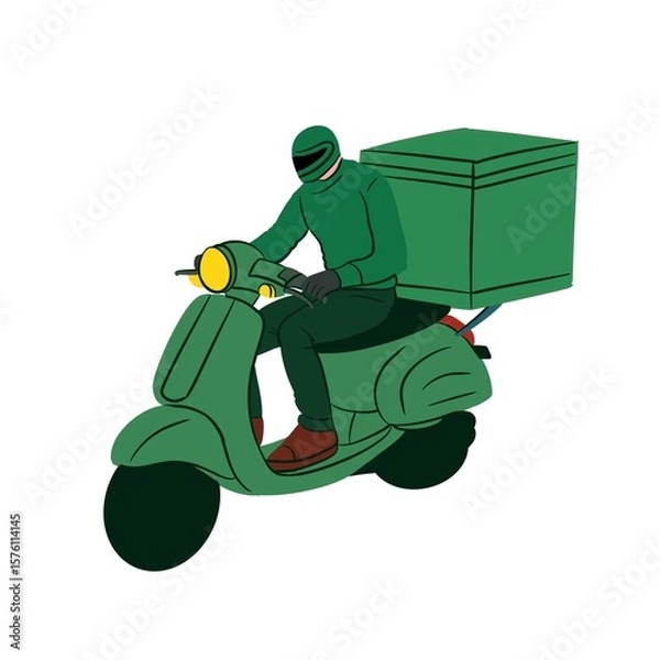 Fototapeta man with scooter Delivery package 