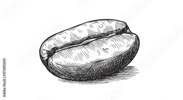 Obraz Coffee beans close-up — vintage ink sketch doodle black and white vector illustration on white background

