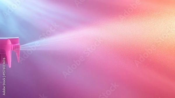 Fototapeta Canister spray substance Colorful mist radiates in vibrant beams, showcasing a blend of hues for dynamic visual appeal.