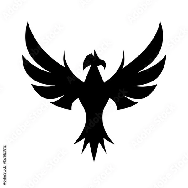 Obraz Stylized phoenix rising vector logo icon for brand identity and renewal