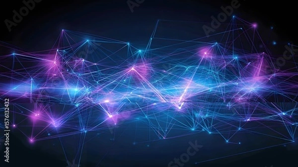 Fototapeta Abstract network design with glowing points and lines.