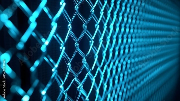 Fototapeta Close-up view of a chain-link fence.