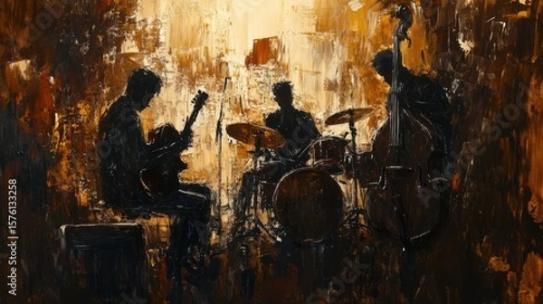Fototapeta Abstract Jazz Trio Performance Capturing the Soulful Essence of Live Music