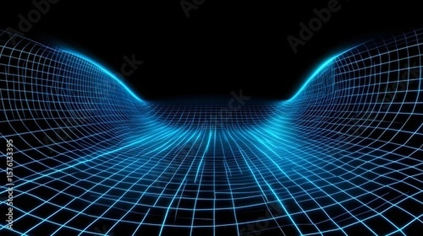 Fototapeta Abstract grid pattern design with glowing lines.