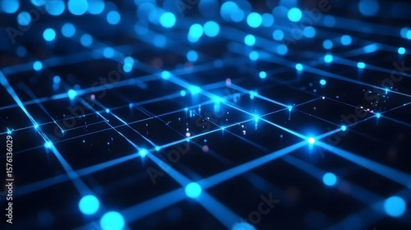Fototapeta Network of glowing blue lines and points.