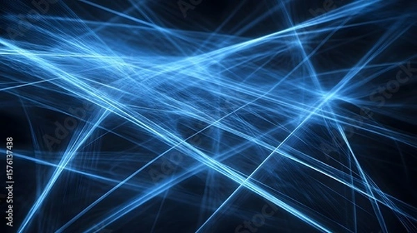 Fototapeta Intricate network of light streaks against a dark background.