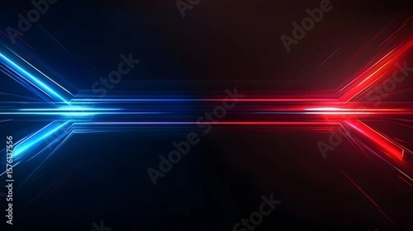 Fototapeta Abstract design with vibrant blue and red light streaks.
