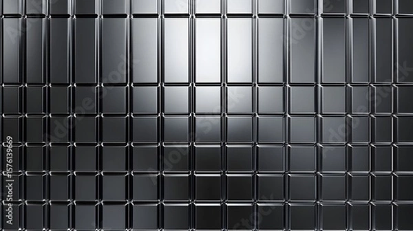 Fototapeta Repeating pattern of rectangular, dark gray squares.