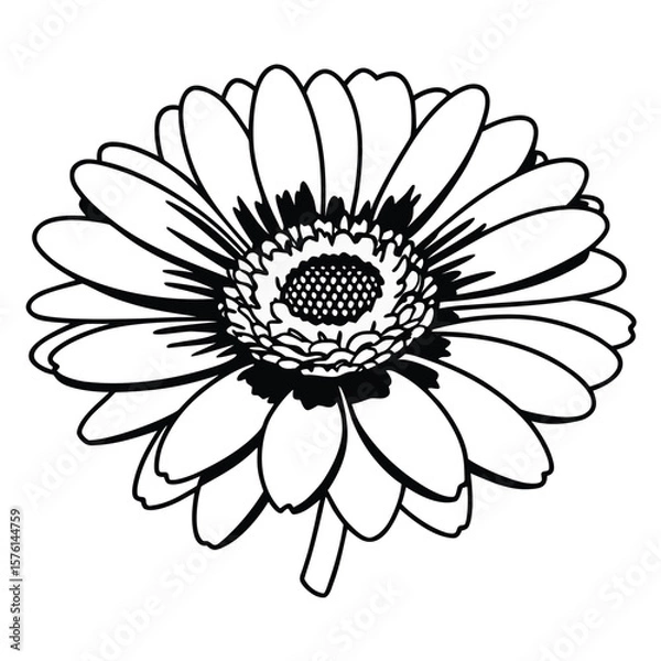 Obraz An orange gerbera daisy, forward-facing, with perfect symmetry, radiating cheerful and vibrant energy.