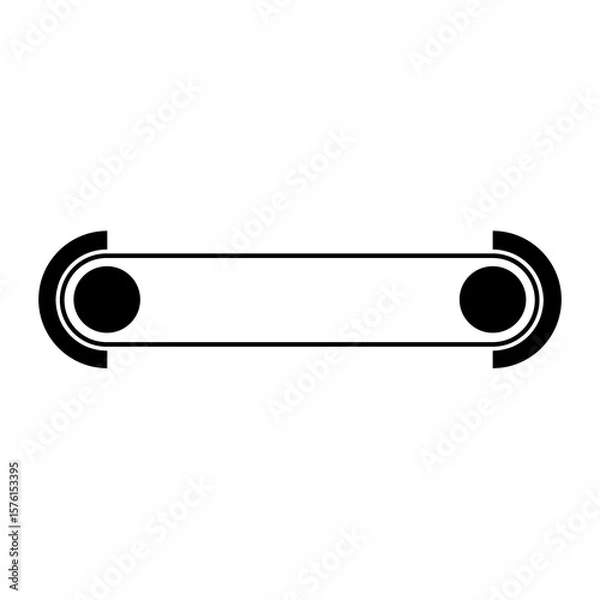 Fototapeta black banner label frame and circle on side