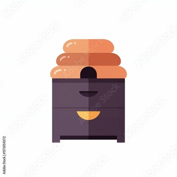 Fototapeta Minimalist design features a beehive box with a flat vector style, emphasizing modern aesthetics and functionality