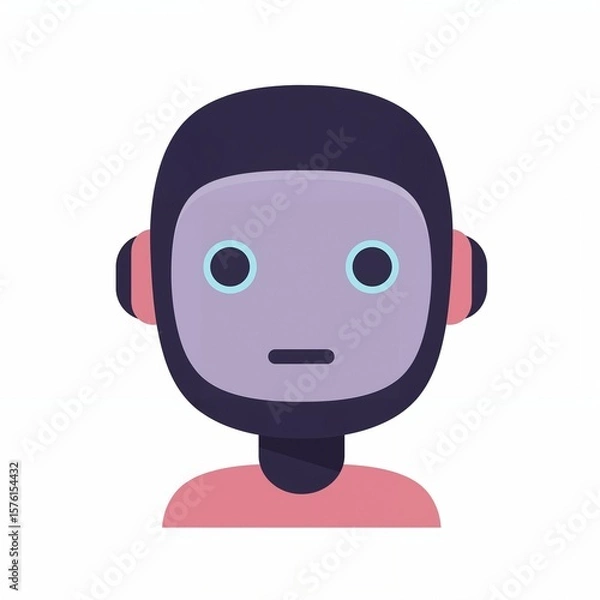 Fototapeta Stylized representation of a chatbot face reflecting contemporary technological design in a minimalist style