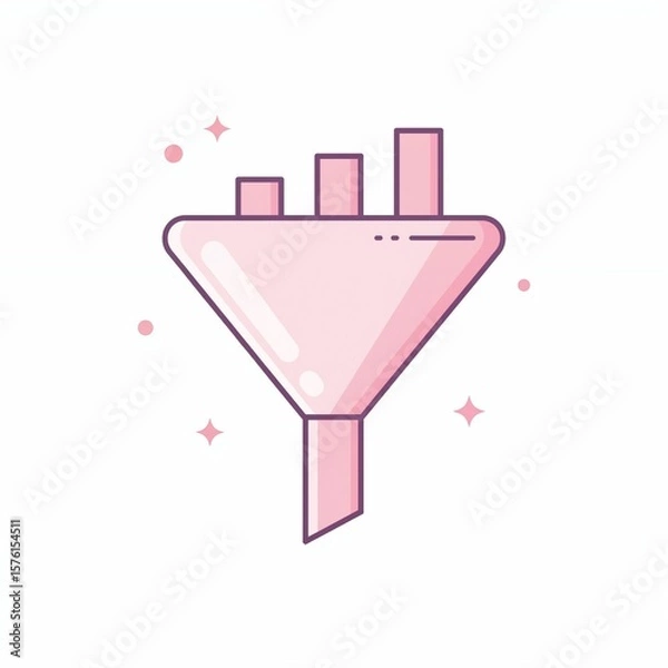 Fototapeta Visual representation of a funnel featuring vertical bars, illustrating data processing in a clean, minimalist style