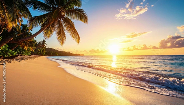 Fototapeta sunset view over the beach