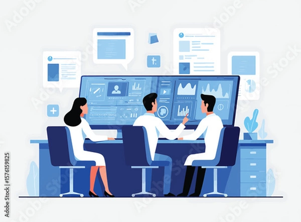 Fototapeta Medical Team Collaboration Data Analysis and Healthcare Solutions