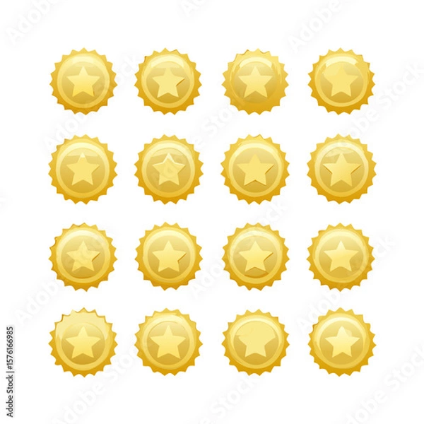 Obraz Gold star award badge collection vector illustration for achievement design