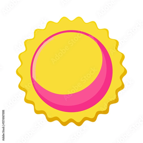Obraz Download yellow sunburst vector badge with pink circle for graphic design use