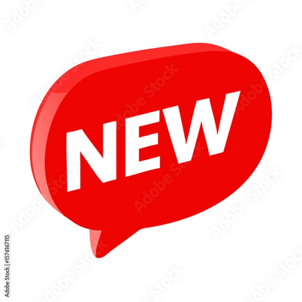 Obraz New product announcement vector graphic in red speech bubble for promotion sale tag