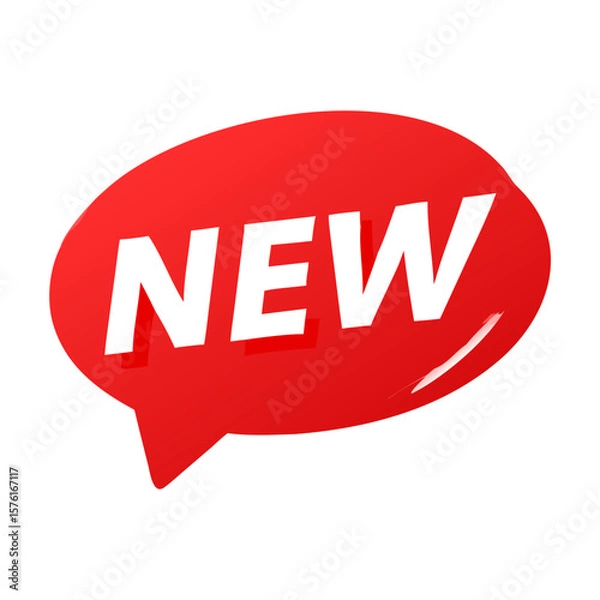 Obraz New arrival promotion sticker in red speech bubble for sale marketing campaign