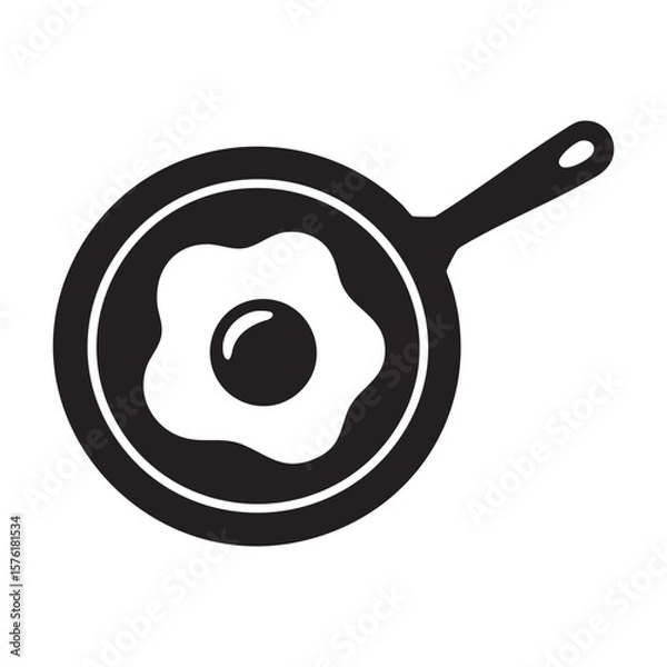 Obraz Fried Egg In Frying Pan Icon Cooking Breakfast Concept