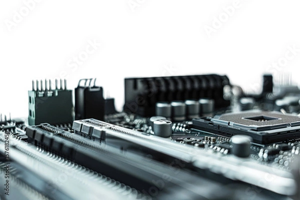 Obraz Closeup of EPYC 7763 processor isolated on transparent background