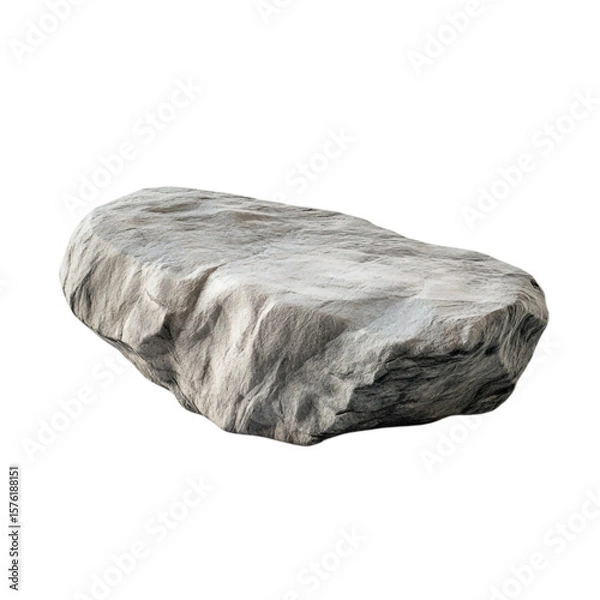 Fototapeta A Grey Rock Formation Isolated on White Background Nature's Stillness Raw Texture and Simple Beauty