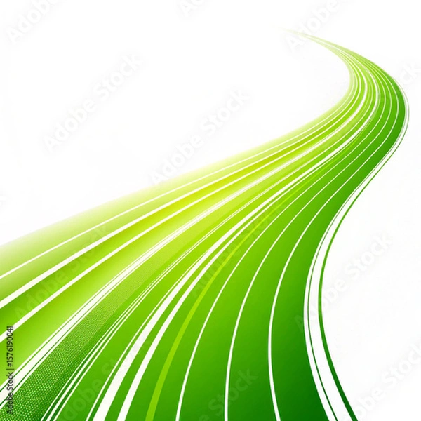 Obraz Abstract green flowing lines with a gradient effect on a white background
