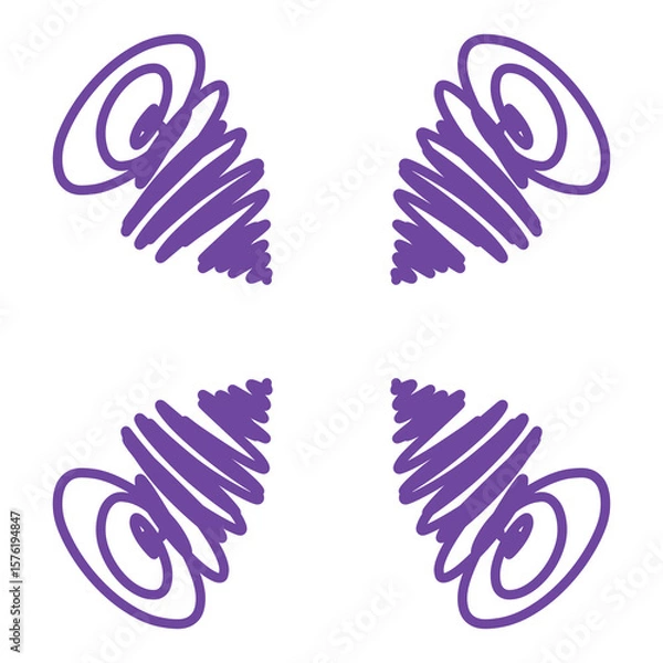 Fototapeta Doodle line art inspired by curly hari and storm illustration icon that can be used for sticker, book, mandala, scrapbook, icon, decorative, etc. with aesthetic colorful purple color